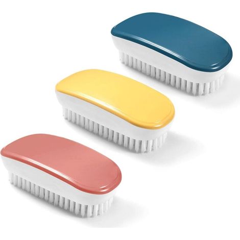 Brosse de lavage douce, brosse à linge, lot de 3 brosses de nettoyage manuelles colorées pour vêtements, chaussures, tapis, évier, baignoire (jaune, rouge, bleu) (1/5)