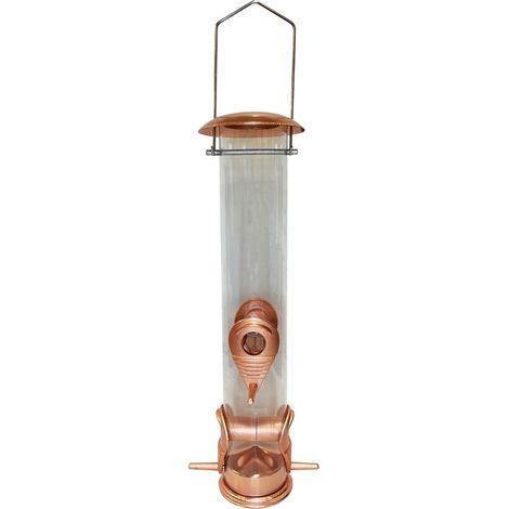 Copper Style Hanging Bird Seed Feeder with 4 Feeding Ports (1/5)