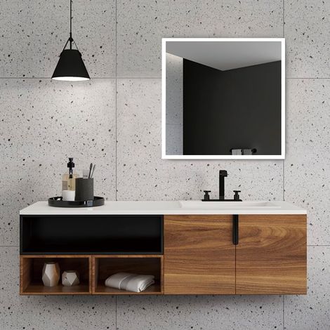 Espejo de baño cuadrado con luz frontal Modelo SWISS 60x80