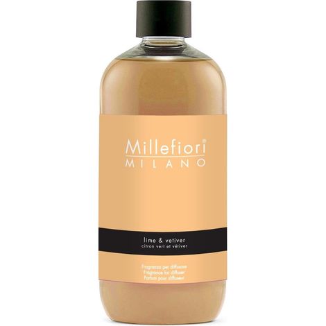 Millefiori Milano Recarga para Difusor de Varillas 250 ml Lime & Vetiver – Aroma Fresco Cítrico con Lima, Vetiver y Notas Verdes