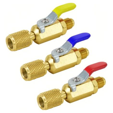 R12 R134A R410A Vannes d'arrêt Climatisation Réfrigérant 1/2 ACME 1/4 SAE 5 / 16SAE Vanne à bille droite on-off (paquet de 3)