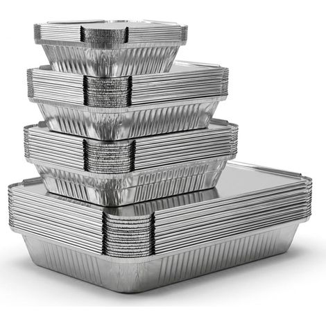 Barquette Aluminium - 40 Pièces - Avec Couvercle - Four Et Congélateur - Barbecue Et Cuisine - 4 Tailles (1/5)