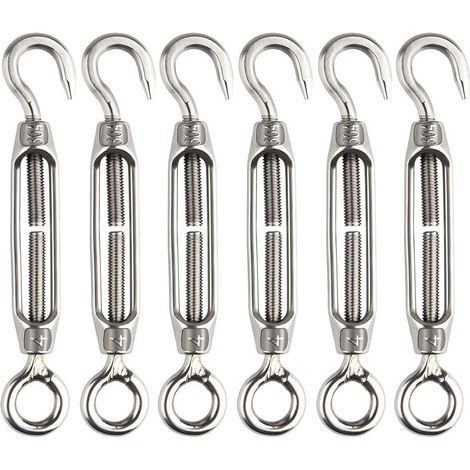6 Pcs Tendeur De Fil Tendeur M4 En Acier Inoxydable Réglable Crochet De Ridoir Et Oeil Ensemble Heavy Duty