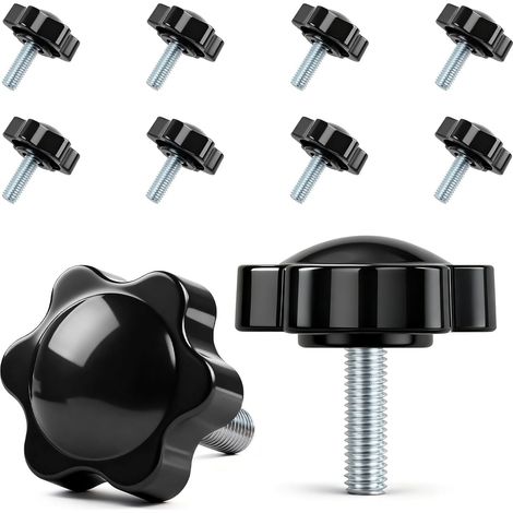 Lot de 10 vis à poignée étoile - Vis moletées M6 x 20 mm - Vis avec poignée - Vis à tête étoile - Écrou à poignée étoile - Pour machine-outils, machines de serrage (1/5)
