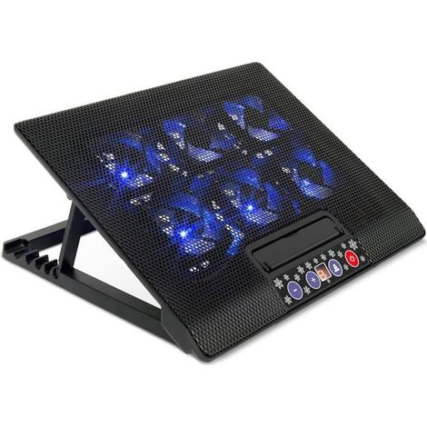 (Noir)Coussin de Refroidissement pour Ordinateur Portable 12-17 Pouces,Refroidisseur pour Ordinateur Portable avec 5 Réglables en (1/5)