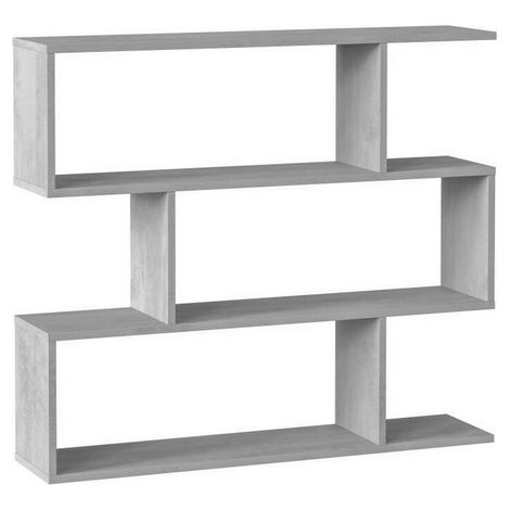 Bibliotheque étagere ATHENA - Décor imitation béton - 3 niveaux - 97 x 110 x 24 cm (1/5)