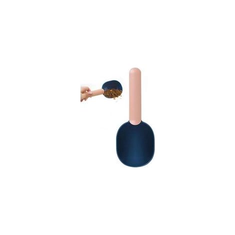 Tasse à mesurer 2 en 1 en plastique robuste pour grains d'animaux de compagnie, avec pince, pour sacs de nourriture pour chiens et chats (rose bleu) (1/5)