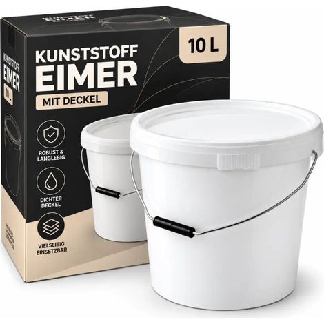 Eimer mit Deckel 10 Liter Weiß Kunststoffeimer Deckeleimer Vorratseimer (1/5)