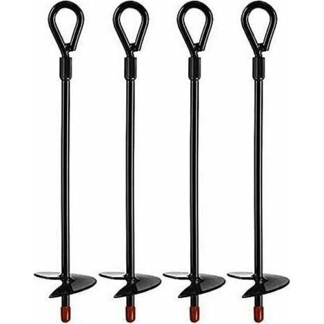 Piquet de terre,Ancres au Sol , ancrages de terre robustes pour Tarières de 5 Pouces, Ancrage au sol Ensembles pour tentes, auvents, abris, Trampolines et balançoires (4 pcs) (1/5)