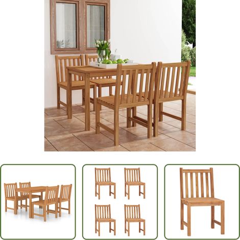 vidaXL Teakholz -  5-teiliges Garten-Ess-Set 120 x 70 cm Massivholz Teak (1/5)