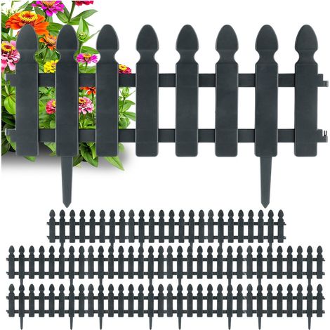 12 bordures de clôture de jardin grises, palissade, bordure de pelouse 588 cm (1/5)