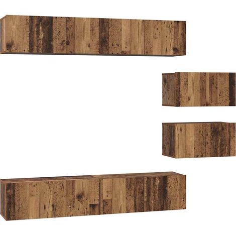 Maison Exclusive - TV-Schrankset Wandmontiert 6 pcs Altholz Holzw