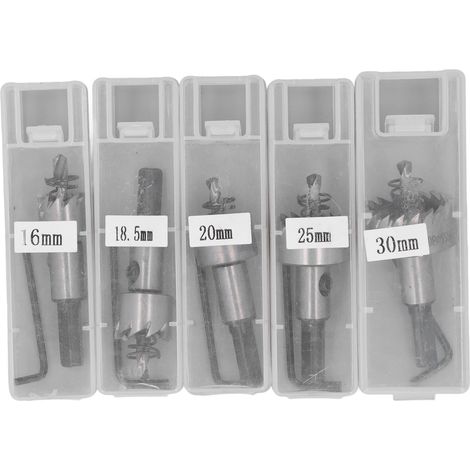 Scie cloche en acier rapide, 5 pièces, 16 à 30mm, jeu de forets d'alésage pour plaques de plâtre, tôle de fer
