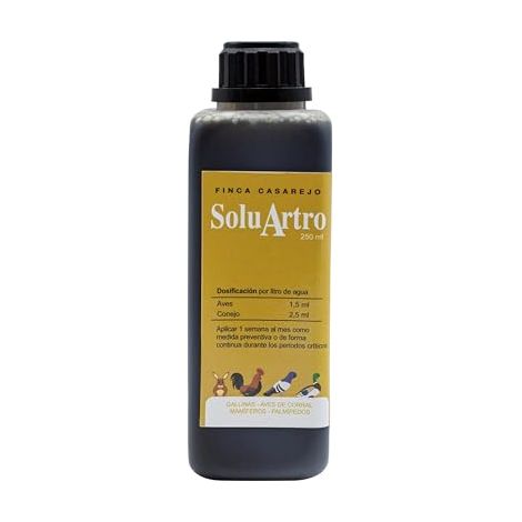 FINCA CASAREJO SoluArtro – Complemento nutricional para gallinas y conejos – Apoyo articular en fases de actividad o envejecimiento – Formato 250 ml