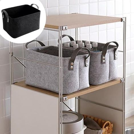 Panier noir, boîte de rangement noire, bacs de rangement en feutre, paniers de rangement, panier de rangement en feutre, bacs de rangement pliables et ouverts