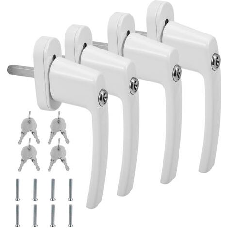 Fenstergriff mit abschließbarem Aluminiumschloss, gleicher weißer Schlüssel – 4X weiß