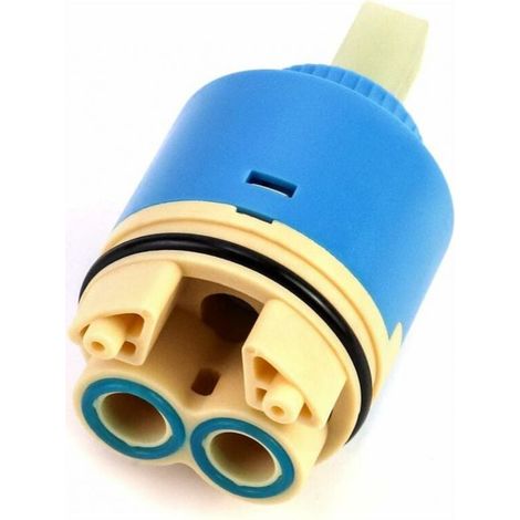 Ceramic replacement cartridge, Ceramic for mixer tap, Ceramic cartridge for kitchen or bathroom 40 mm, with bottom, Blue (1/5)
