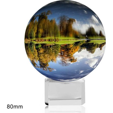 Filiyano – outil magique – Boule de cristal transparente avec support, accessoire décoratif, outil magique, sphère lumineuse en verre de 80 mm