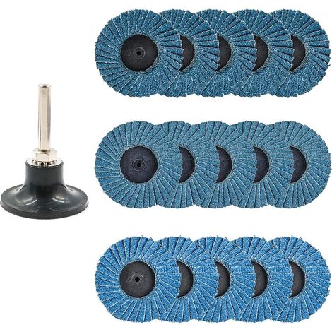 Lot de 15 mini disques à lamelles pour perceuse - 50 mm - Grain 40/60/80 - Corindon zircon - Avec adaptateur de 6,35 mm - Pour visseuse sans fil (1/5)