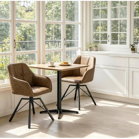 Silla de comedor giratoria con reposabrazos, respaldo flexible, marrón HAVRYA (1/5)