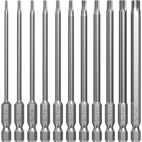 Set mit 11 Schraubendreherbits, 100 mm lange Schraubendreherbits, Schraubendreherbits, sternförmige Schraubendreherbits (1/5)