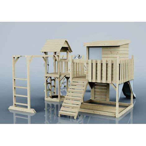 Polarplay Spielturm Lars aus Holz in BlauBabyschaukel (1/4)