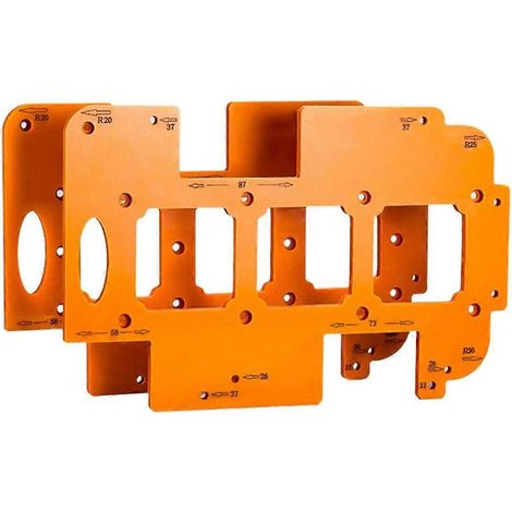 Gabarit d'ouverture de trous multifonctionnel 3 en 1 pour le travail du bois, compatible avec les armoires et les placards (lot de 2). (1/5)