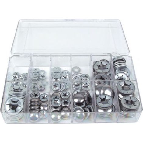 Cassetta assortimento rosette elastiche 190 PZ diametro 11.5 - 29.4 mm