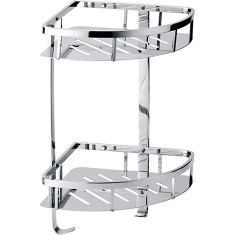 Étagère de rangement Healeved avec design ajouré , murale triangulaire à double niveau en acier inox (1/5)