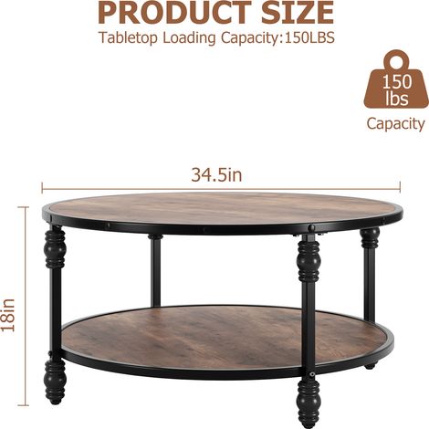 Table basse ronde 88 cm – 2 niveaux pour rangement (1/5)