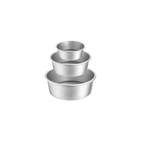 Set di 3 tortiere rotonde professionali con rivestimento antiaderente in alluminio e fondo removibile - 10 cm, 15 cm, 20 cm - Crezuo