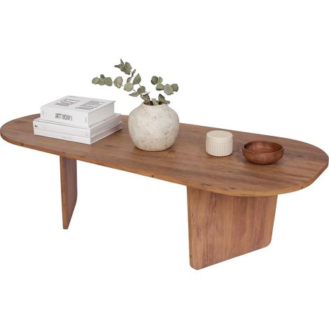 Couchtisch Dozza, Oval, Tischplatte aus edlem Holz, Farbe Braun, 130x65x40h cm, Eiche Optik
