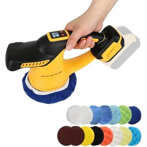 Polisseuse sans fil pour Dewalt 18V 20V, kit de polissage sans balais de 15 cm, 6 vitesses variables, 6000 tr/min pour l'esthétique automobile, le cirage et l'élimination des rayures (Sans batterie) (1/5)