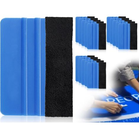 Lot de 15 raclettes de pressage de film de fenêtre avec bord en feutre,raclette de film teinté pour tatouage mural,pour voiture,outil de film adhésif(bleu,10 x 7 cm) (1/5)