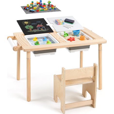Table sensorielle enfant réglable avec 2 bacs de rangement, jeu créatif à la maison (1/5)