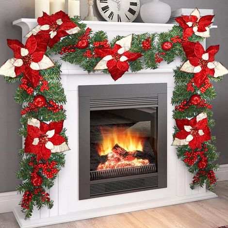 Trade Shop - Weihnachtsgirlande Bauernblumen und Beeren Weihnachtsdeko 180cm - (1/3)