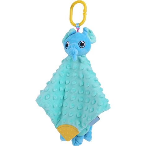 BBSKY Doudou bébé sécurisé avec hochet grelot, couverture douce pour bambin, animal cartoon bleu, lot de sécurité (1/5)