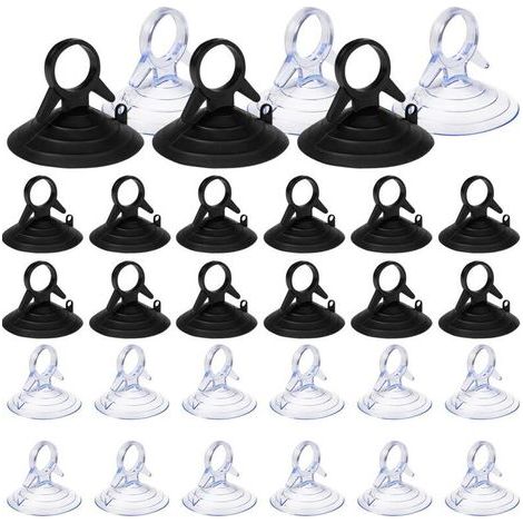 60 pieces sun protection suction cup, 45 mm suction cup without hook, PVC suction cup, mini suction cup, transparent and black, suction cup for windows, suction cup for windows (1/4)