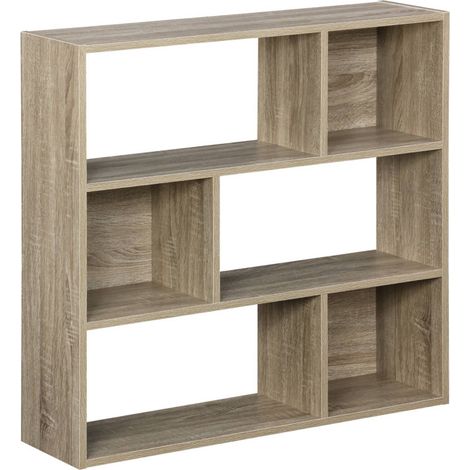 Etagère bibliothèque naturelle Pieter 3 étagères 6 compartiments de rangement