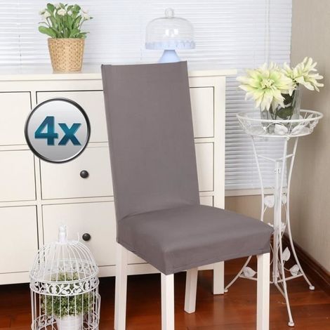 Housse de chaise - Décor - Lot de 4 - Élastique - Extensible - Antidérapante (1/4)