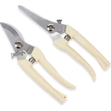 Set di 2 cesoie da giardino. Forbici robuste per giardinaggio, ideali per piante, a mano, per tagliare siepi, bonsai, fiori e rami. (1/5)