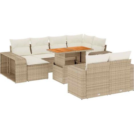 Maison Exclusive - Set de sofás de jardín 11pzas con cojines ratá (1/3)