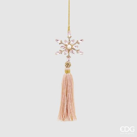 EDG Enzo De Gasperi Decorazione Natale Fiocconeve Perla con Nappa H 21 Cm Pink 1 Pz