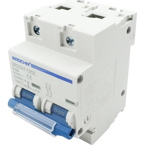 Disjoncteur photovoltaïque CC HSB6C-DC 2 pôles DC500 V 125 A Système connecté au réseau de cellules solaires Disjoncteur photovoltaïque Installation sur Rail DIN 35 mm (1/5)
