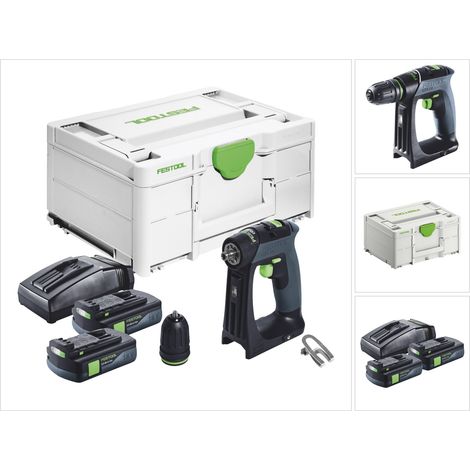 Festool – Perceuse-visseuse sans fil 18V – Moteur Brushless – Couple 40Nm – 2 batteries 3,0Ah – Chargeur rapide – Systainer inclus