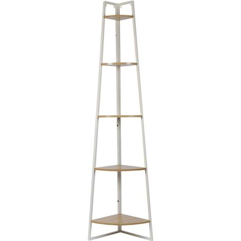 The Home Deco Factory – Étagère murale d'angle 5 niveaux – Bois et métal – Style industriel vintage – Charge maximale 30kg – Pour salon, chambre ou bureau