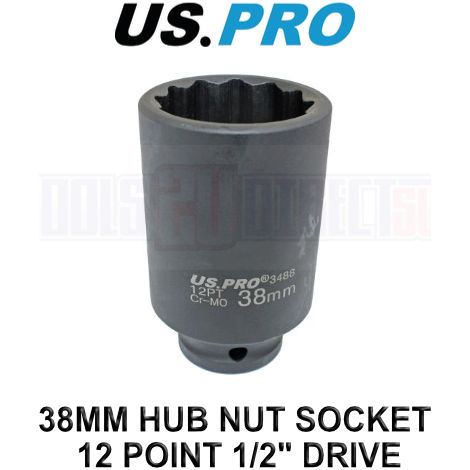 US PRO Tools 38mm 1/2" Drive Axle Hub Nut Socket 12 Point Deep Impact Socket 3488 (1/3)