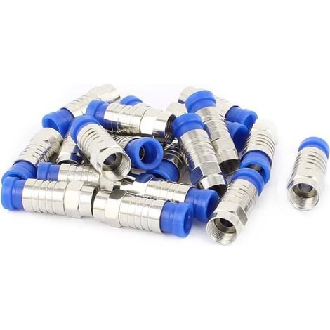 Connecteur F - RG6 - 20 pcs - Alliage métal - Couleur bleu - Longueur 60po
