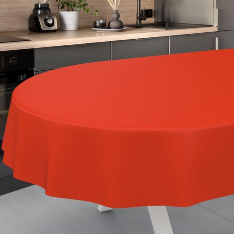 Nappe en Toile cirée, Lavable, pour Table de Jardin, extérieur, intérieur, Ovale, Bord coupé, Rouge, 160 x 140 cm (1/5)
