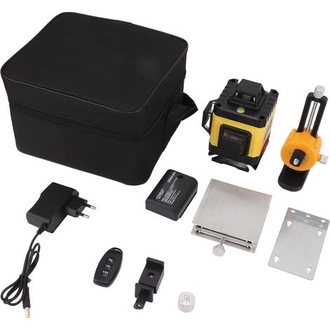 Outil de nivellement laser à 16 lignes croisées à 360° avec faisceau vert 4D pour carrelage au sol. Laser horizontal et vertical à 360°. Indice de protection IP54. Prise UE 110-240 V.